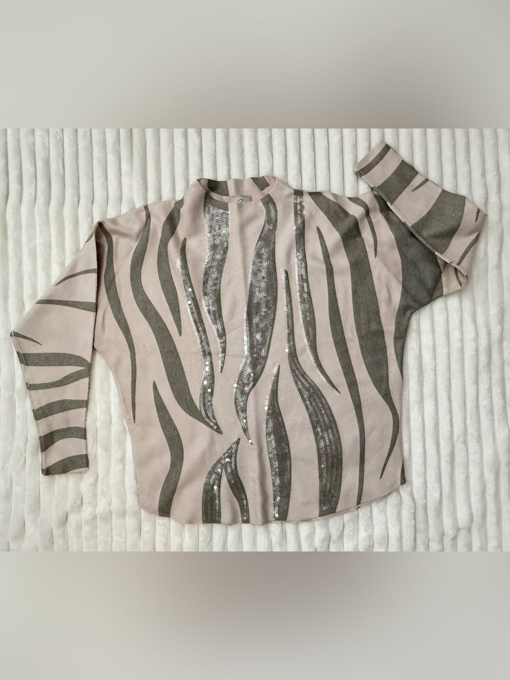 Sioni Zebra-Stripe Sequin Pullover Sweater